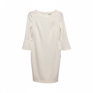 NWT Calvin Klein Cream Bell Sleeve Sheath Dress Size 10 Quiet Luxury Bridal LWD